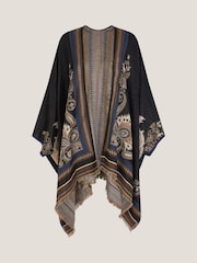 Monsoon Black Crissy Jacquard Wrap Cardigan - Image 5 of 5