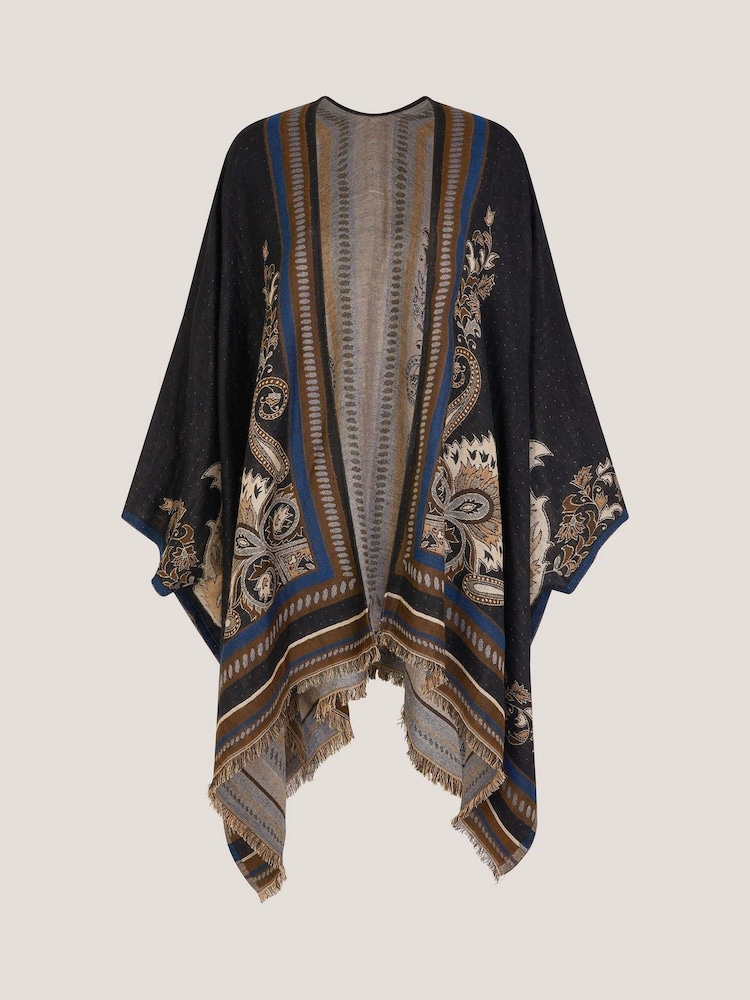 Monsoon Black Crissy Jacquard Wrap Cardigan - Image 5 of 5 Monsoon Black Crissy Jacquard Wrap Cardigan - Image 5 of 5