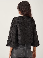 Monsoon Black Tia Tie-Front Textured Jacket - Image 3 of 5