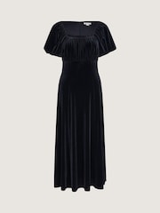 Monsoon Black Cynthia Puff Sleeve Velvet Midi Dress - Image 5 of 5