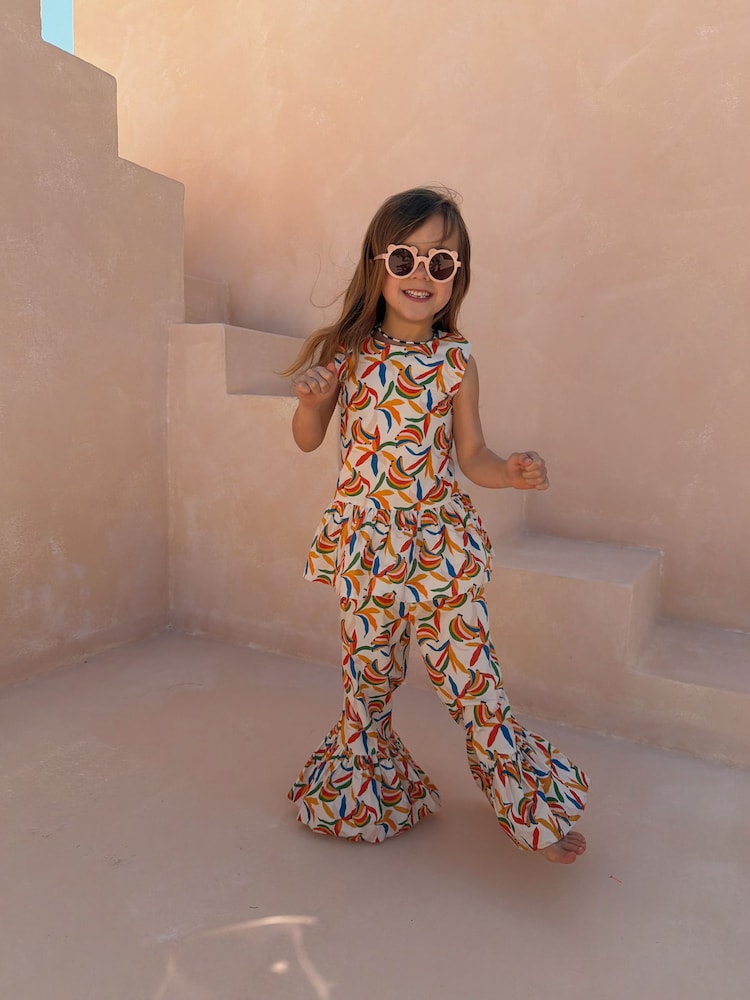 Never Fully Dressed Cream Banana Cotton Flare Top and Trousers Set - Image 1 of 10