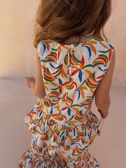 Never Fully Dressed Cream Banana Cotton Flare Top and Trousers Set - Image 4 of 10