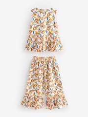 Never Fully Dressed Cream Banana Cotton Flare Top and Trousers Set - Image 8 of 10