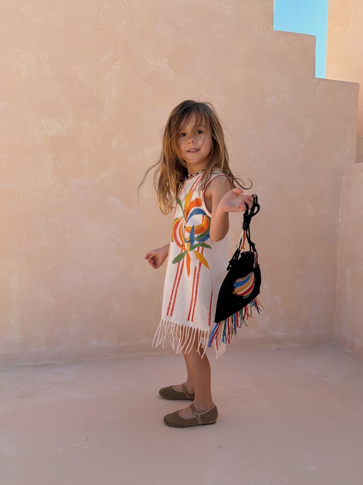 Never Fully Dressed Cream Banana Stripe Fringe Dress - Image 2 of 6 Never Fully Dressed Cream Banana Stripe Fringe Dress - Image 2 of 6