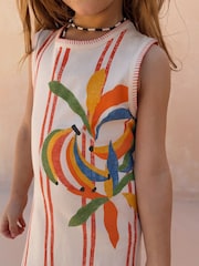 Never Fully Dressed Cream Banana Stripe Fringe Dress - Image 5 of 6