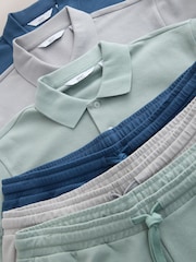 Bue/Green/Grey Polo and Shorts Co-ord Set - Image 8 of 9