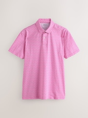 Red/Aqua/Blue Seahorse Printed Short Sleeve Jersey Polo Shirts 3 Pack - Image 3 of 6