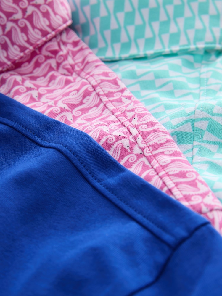 Red/Aqua/Blue Seahorse Printed Short Sleeve Jersey Polo Shirts 3 Pack - Image 6 of 6