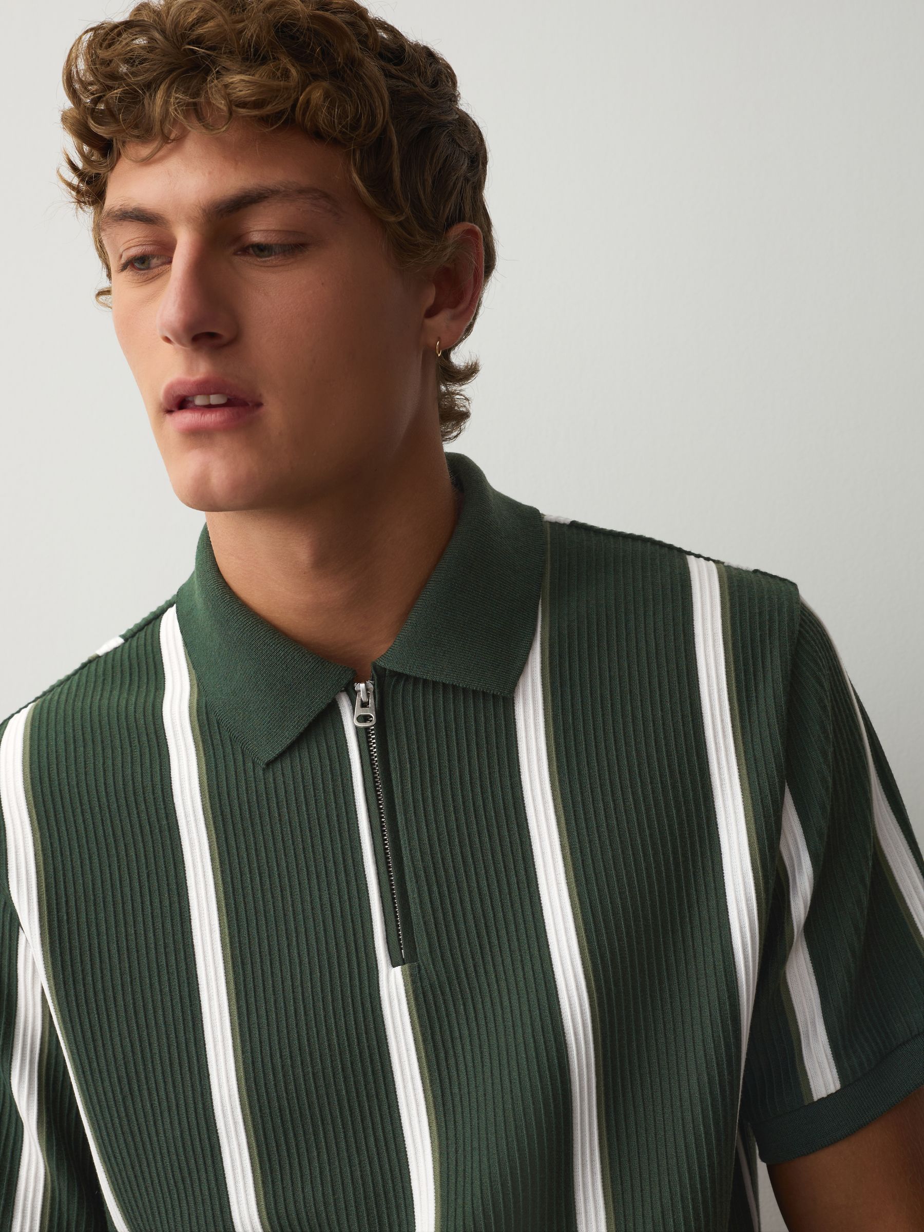 Buy Dark Green Striped Quarter Zip Polo Shirts 2 Pack from Next Jordan