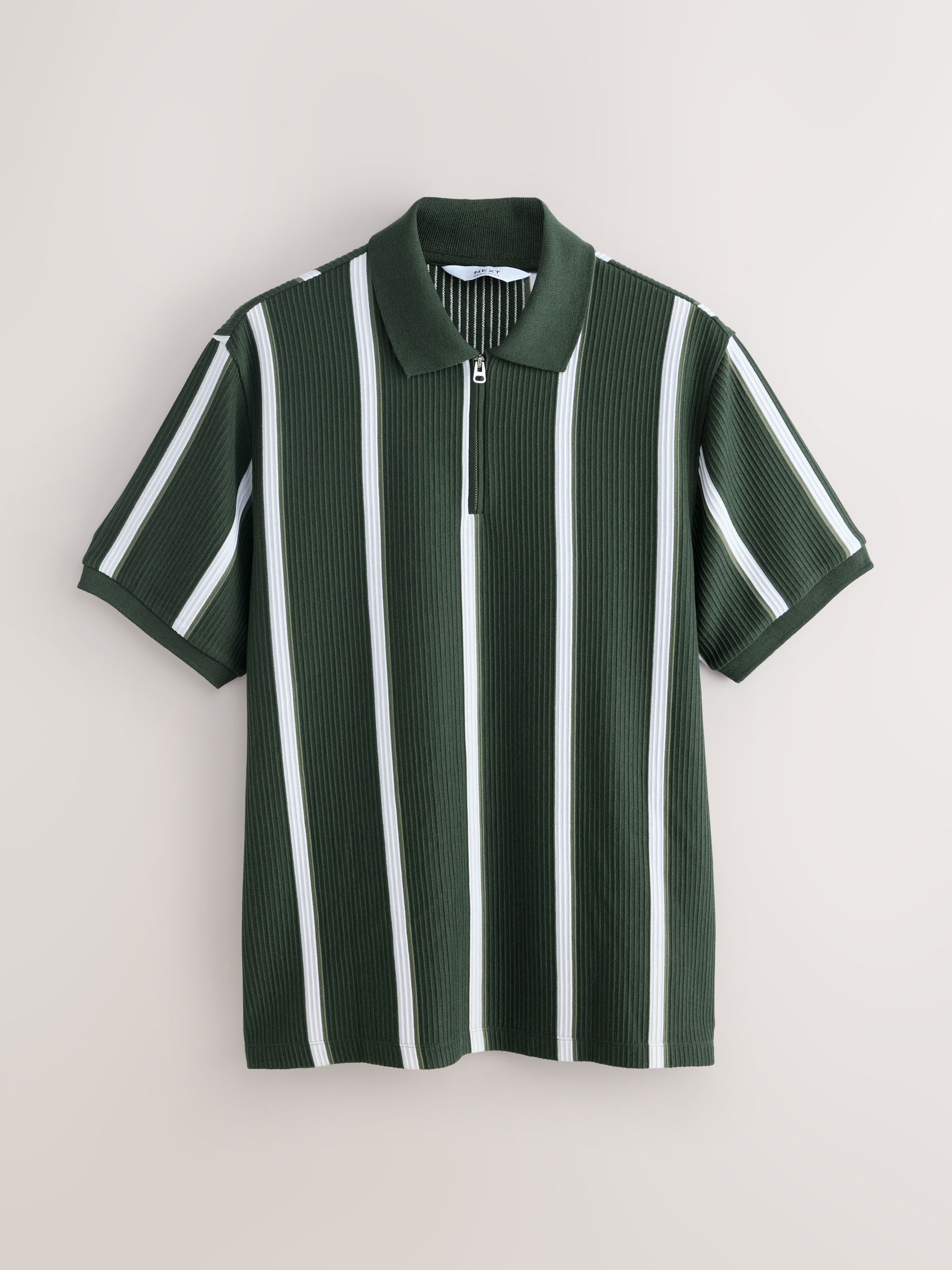 Buy Dark Green Striped Quarter Zip Polo Shirts 2 Pack from Next USA