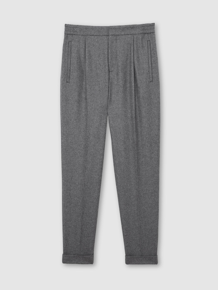 Reiss Soft Grey Cooper Wool-Blend Tapered Cuffed Trousers - Image 2 of 6
