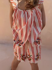 Never Fully Dressed Cream Stripe Banana 100% Cotton Top and Short Set - Image 1 of 10