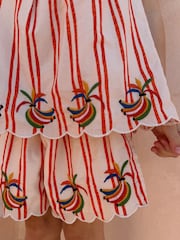 Never Fully Dressed Cream Stripe Banana 100% Cotton Top and Short Set - Image 4 of 10