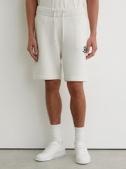 Reiss Off White Riley Monogram-Embroidered Relaxed Knit Shorts - Image 4 of 6