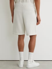 Reiss Off White Riley Monogram-Embroidered Relaxed Knit Shorts - Image 5 of 6