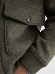 Reiss Green Hadley Wool-Blend Funnel-Neck Bomber Jacket - Image 6 of 7