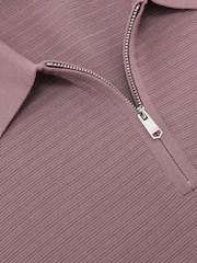 Reiss Plum Estate Textured-Knit Half-Zip Polo Shirt - Image 6 of 6