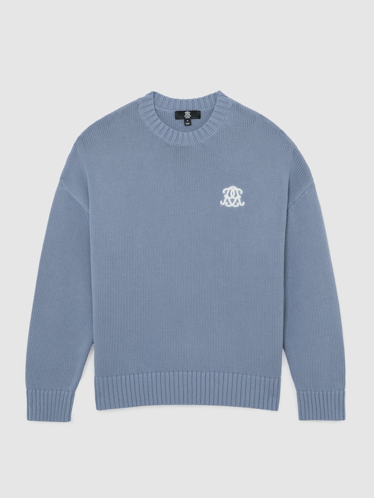 Puderblau - Reiss Kendi Monogram-Embroidered Relaxed Jumper - Bild 2 von 6