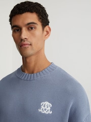 Puderblau - Reiss Kendi Monogram-Embroidered Relaxed Jumper - Bild 4 von 6