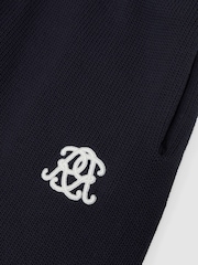 Reiss Navy Riley Monogram-Embroidered Relaxed Knit Shorts - Image 7 of 7