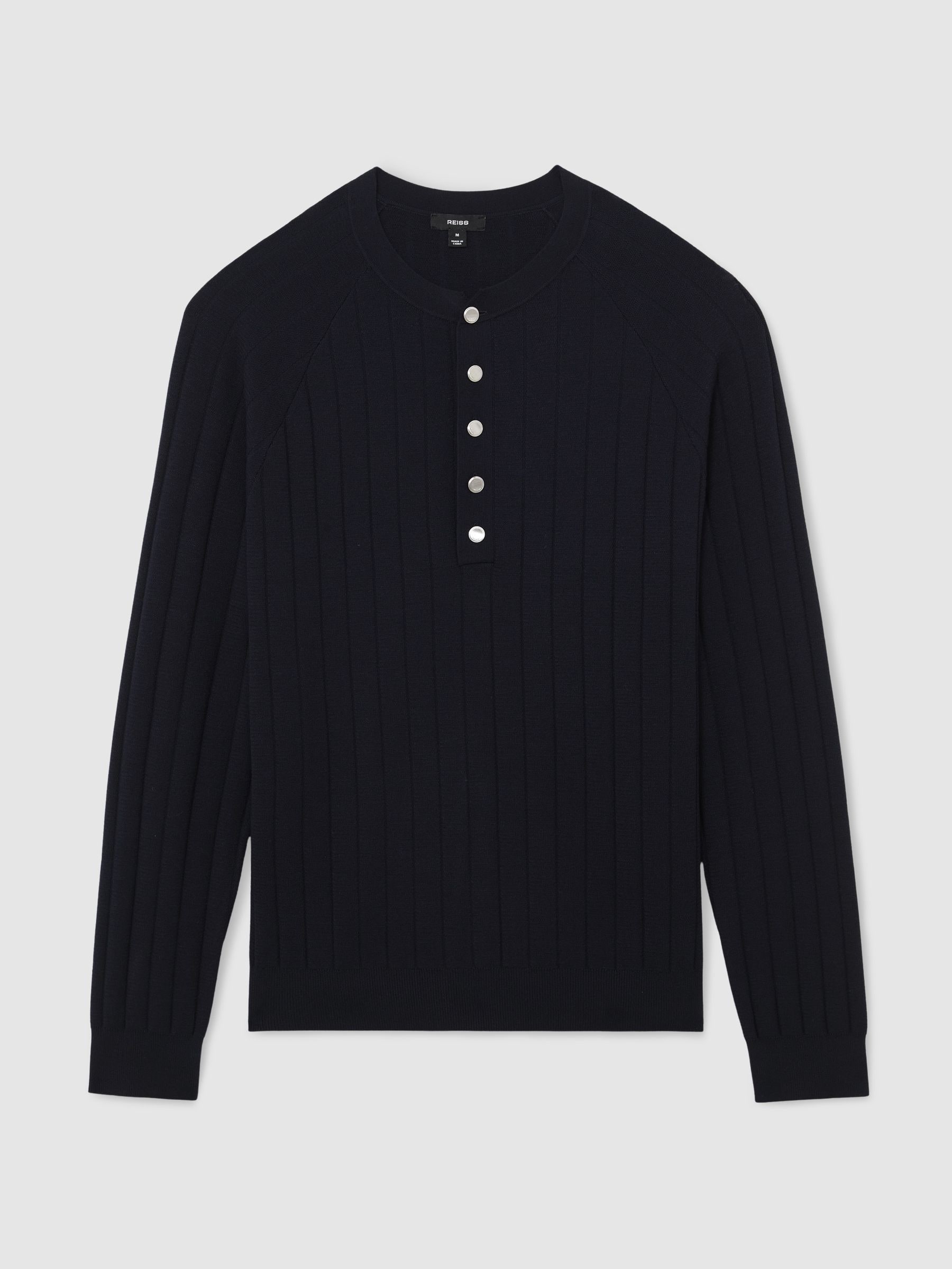 Buy Reiss Navy Andres Wide-Rib Knit Henley Jumper from Next USA