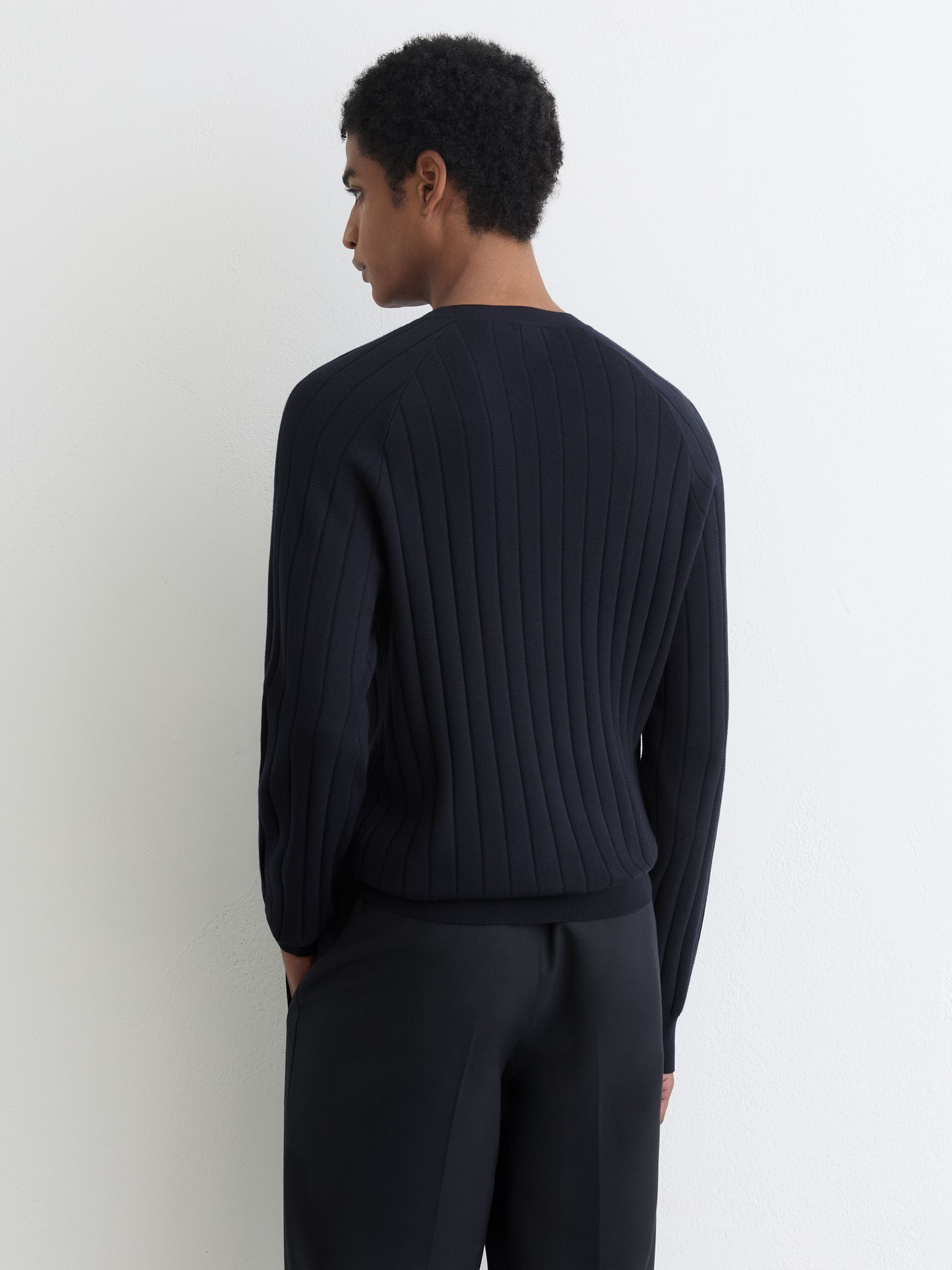 Buy Reiss Navy Andres Wide-Rib Knit Henley Jumper from Next USA