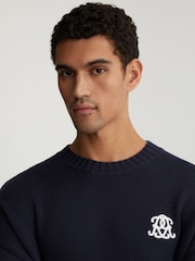 Marineblau - Reiss Kendi Monogram-Embroidered Relaxed Jumper - Bild 4 von 6