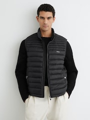 Reiss Black Alpine Quilted Zip-Through Gilet - Image 1 of 6