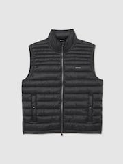 Reiss Black Alpine Quilted Zip-Through Gilet - Image 2 of 6