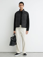 Reiss Black Alpine Quilted Zip-Through Gilet - Image 3 of 6