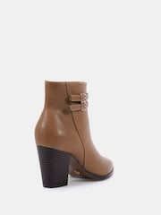 Novo Brown Regular Fit Joy Buckle Detail Western Heeled Boots - Image 4 of 6