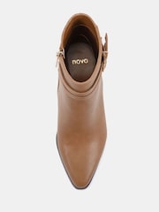 Novo Brown Regular Fit Joy Buckle Detail Western Heeled Boots - Image 5 of 6