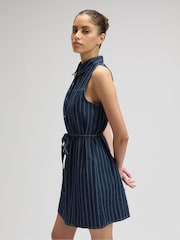 Lee Blue Pinstripe Sleeveless Denim Dress - Image 4 of 6
