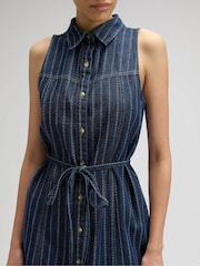 Lee Blue Pinstripe Sleeveless Denim Dress - Image 5 of 6