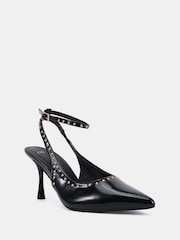 Novo Black Regular Fit Italia Stud Detail Ankle Strap Point Courts - Image 3 of 6