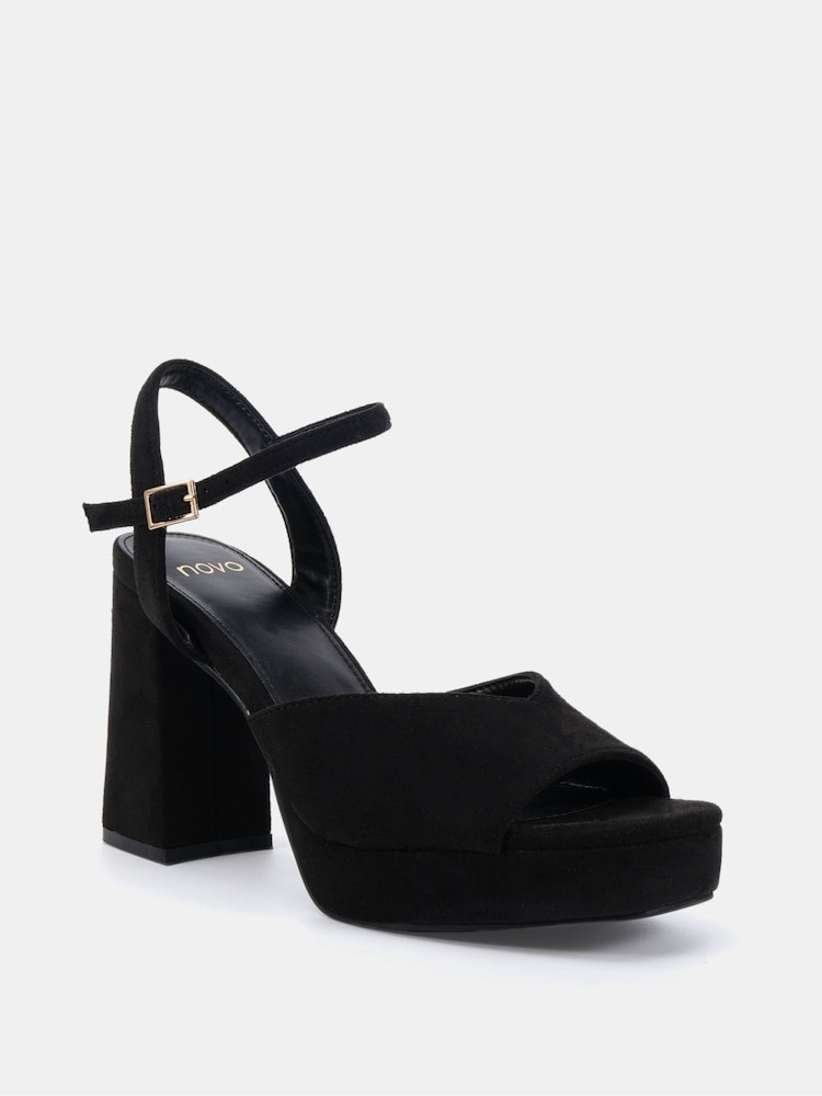 Novo Black WIDE FIT LAYLA Platform Heeled Sandal - Image 2 of 6