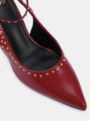 Novo Red Regular Fit Italia Stud Detail Ankle Strap Point Courts - Image 7 of 7
