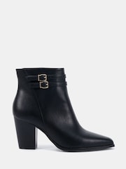 Novo Black Wide Fit Joy Buckle Detail Western Heeled Boots - Image 2 of 6