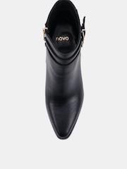 Novo Black Wide Fit Joy Buckle Detail Western Heeled Boots - Image 5 of 6