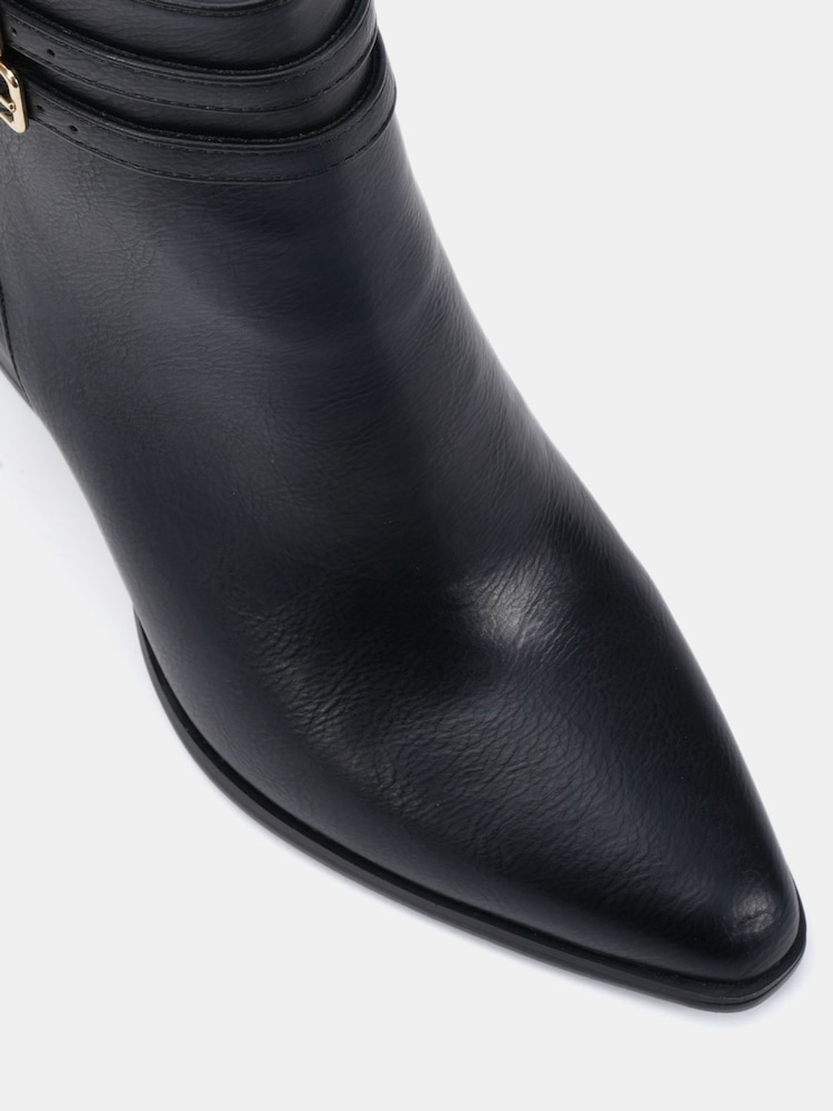 Novo Black Wide Fit Joy Buckle Detail Western Heeled Boots - Image 6 of 6