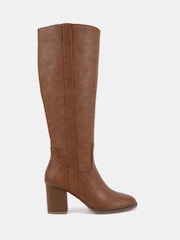 rjava - Novo Giovanna Block Heel Knee High Boots - Slika 2 iz 6