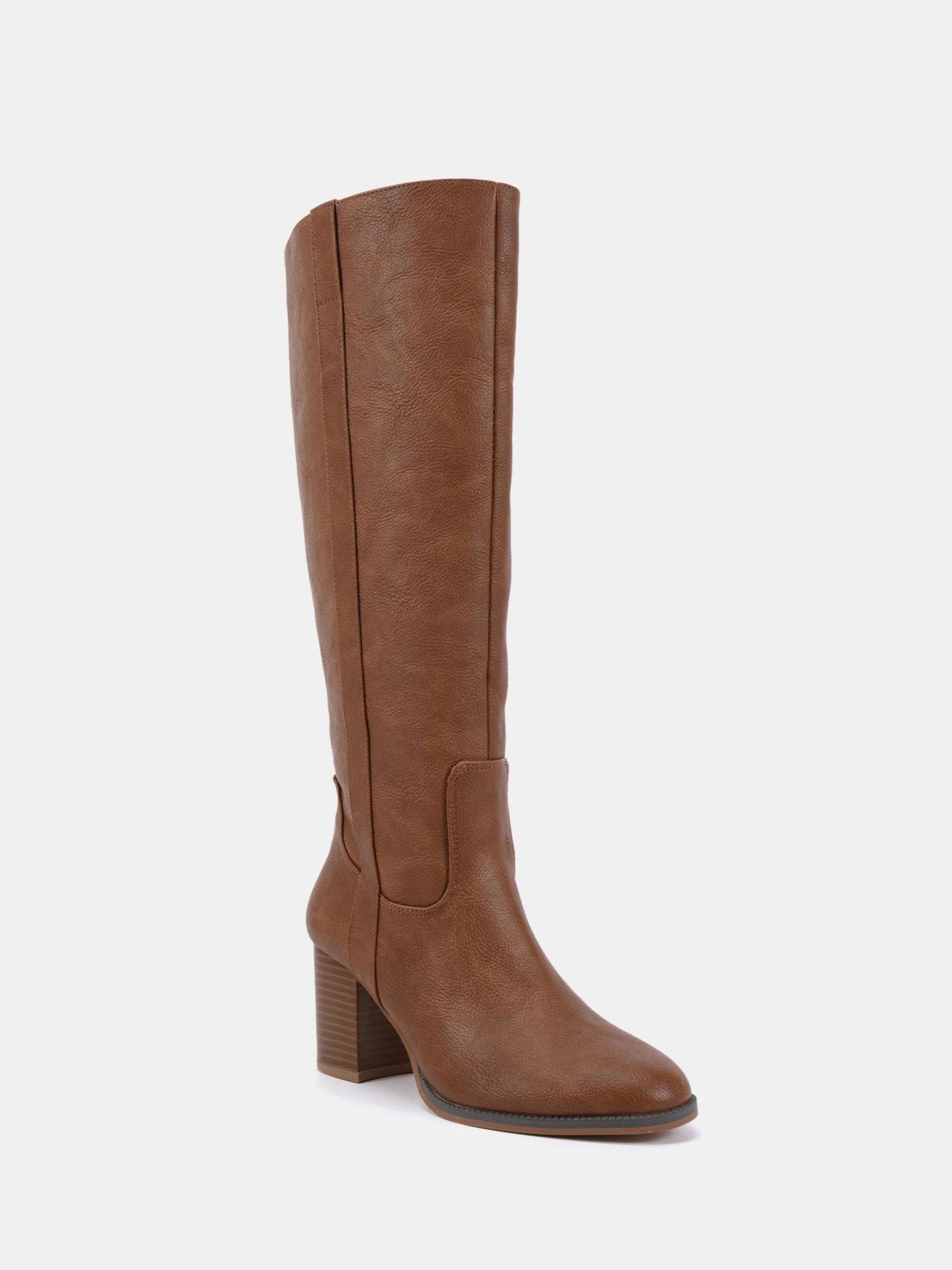 Buy Novo Brown Regular Fit Giovanna Block Heel Knee High Boots