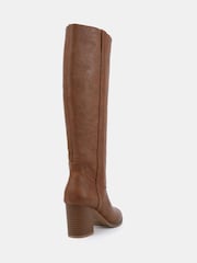 rjava - Novo Giovanna Block Heel Knee High Boots - Slika 4 iz 6