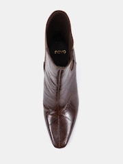 Novo Brown Wide Fit Kennedy Curved Mid Heel Chelsea Ankle Boots - Image 5 of 6