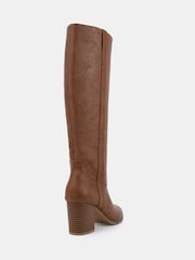 Novo Brown Wide Fit Giovanna Block Heel Knee High Boots - Image 4 of 6