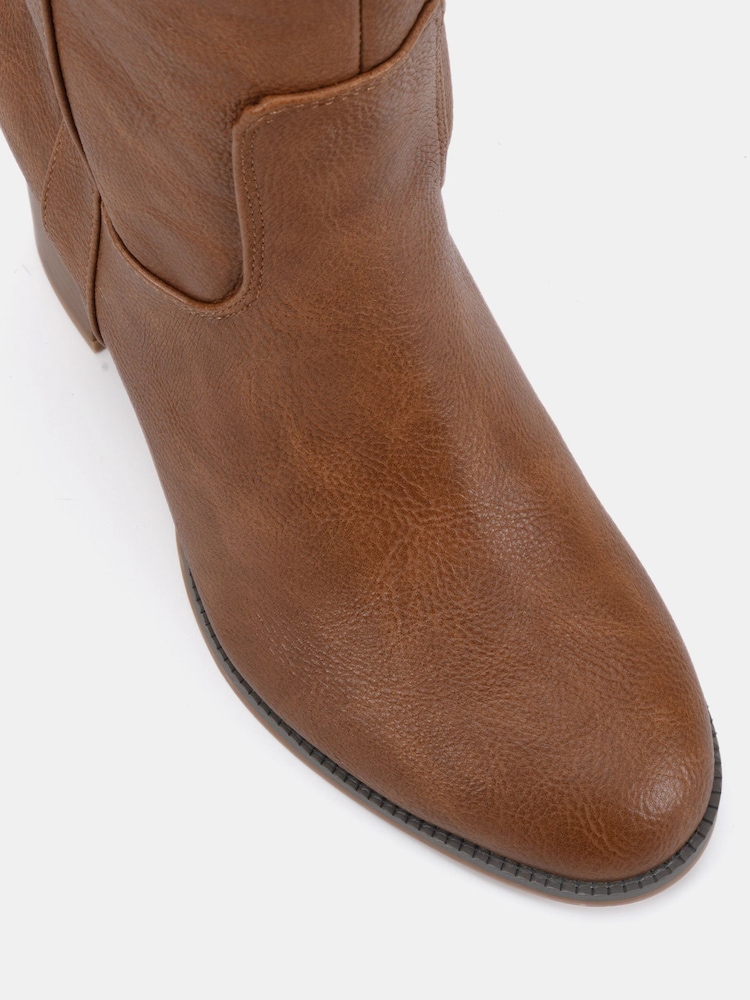 Novo Brown Wide Fit Giovanna Block Heel Knee High Boots - Image 6 of 6 Novo Brown Wide Fit Giovanna Block Heel Knee High Boots - Image 6 of 6