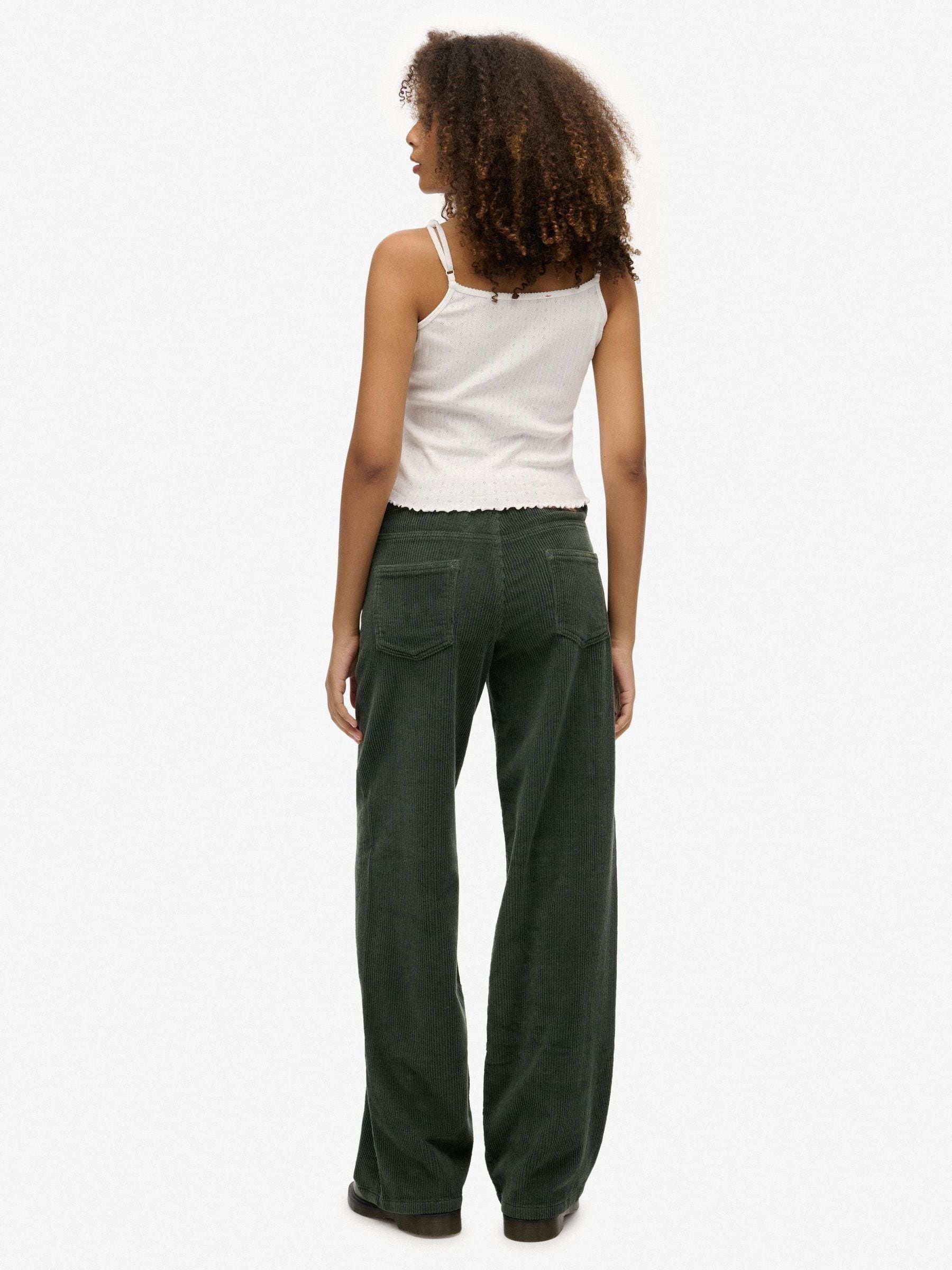 Buy Superdry Green Mid Rise Baggy Jumbo Cord Trouser from the Next
