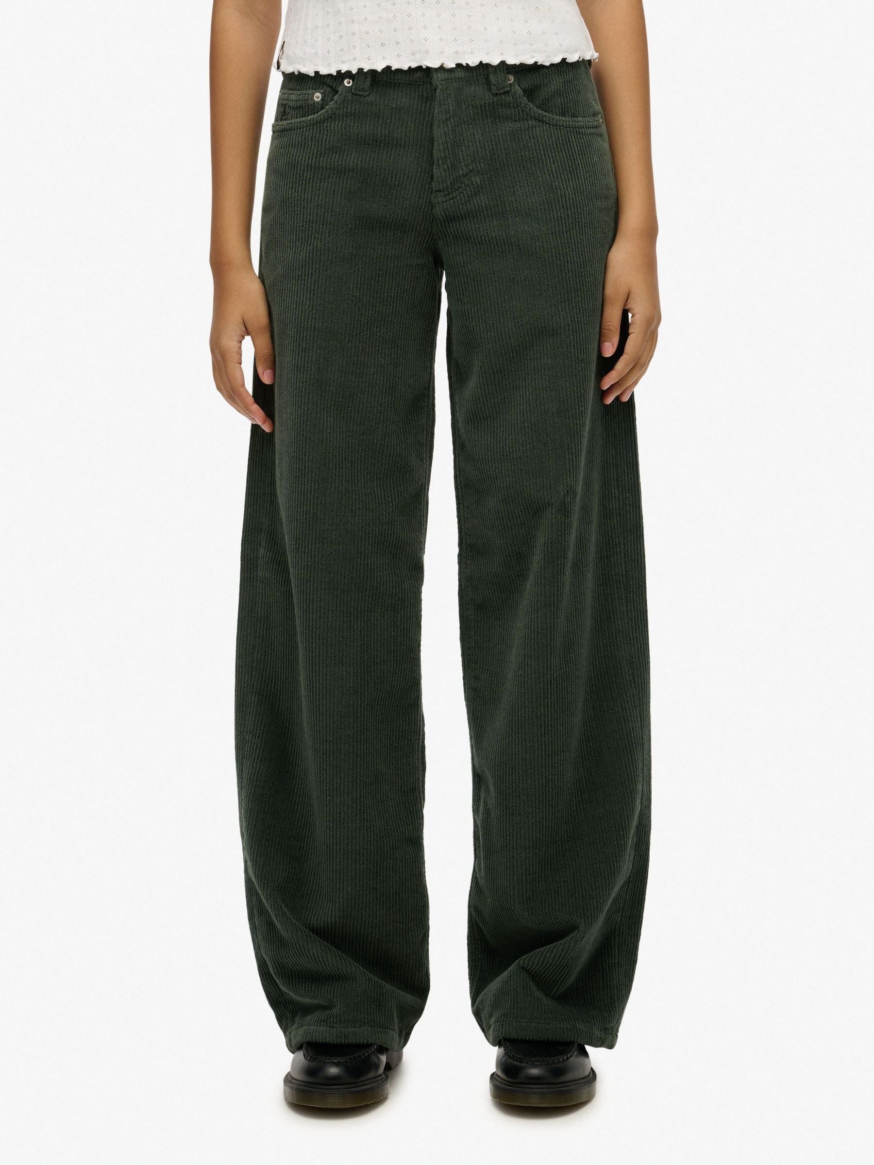 Buy Superdry Green Mid Rise Baggy Jumbo Cord Trouser from the Next