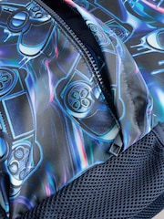 Black/ Blue Game Controller Printed Backpack - Image 4 of 6