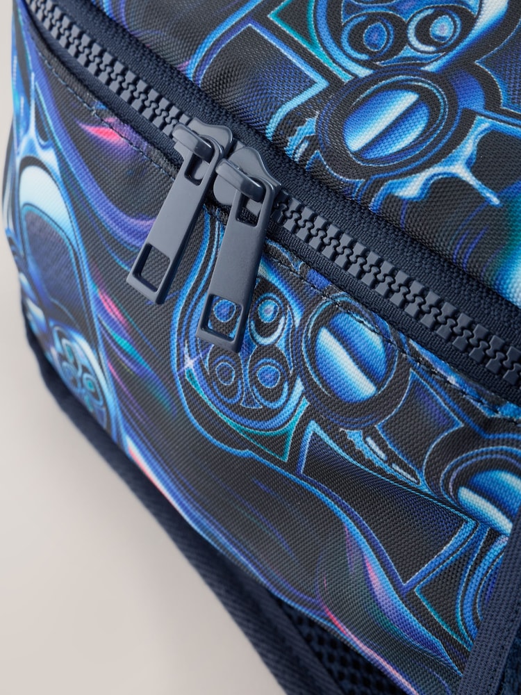 Black/ Blue Game Controller Printed Backpack - Image 6 of 6 Black/ Blue Game Controller Printed Backpack - Image 6 of 6